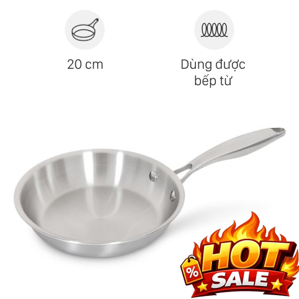 Chảo inox nguyên khối đáy từ Inochi Omi Gourmet HIN.CRIN.GM20