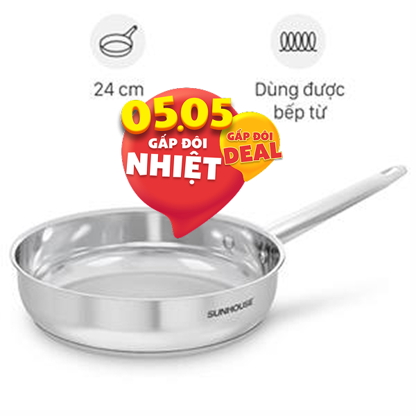 Chảo inox nguyên khối đáy từ Inochi Omi Gourmet HIN.CRIN.GM28