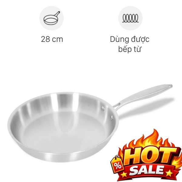 Chảo inox nguyên khối đáy từ Inochi Omi Gourmet HIN.CRIN.GM28
