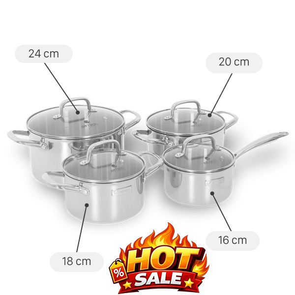 Bộ 4 nồi quánh inox 3 lớp nguyên khối Elmich EL2485IN01