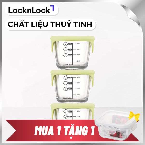Bộ 3 hộp đựng thực phẩm thuỷ tinh Lock&Lock LLG509S3LYEL