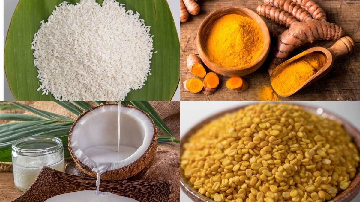 Nguyên liệu món ăn bí quyết nấu xôi nghệ nước cốt dừa dẻo thơm, vàng ươm cực hấp dẫn tại nhà
