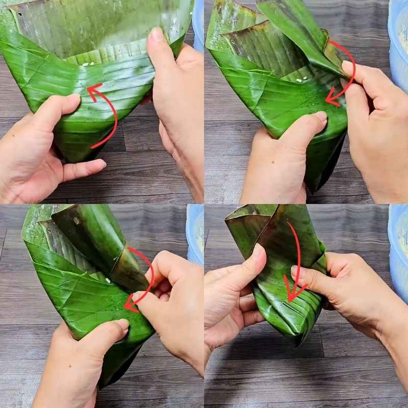 Bước 4 Cách gói bánh ú tro hình chóp Bánh ú tro