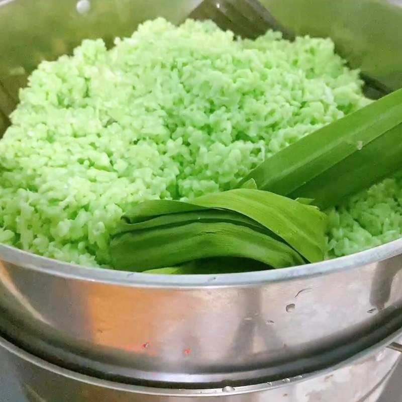 Bước 4 Hấp xôi bằng xửng hấp nếp Chuối nếp nướng lá dứa