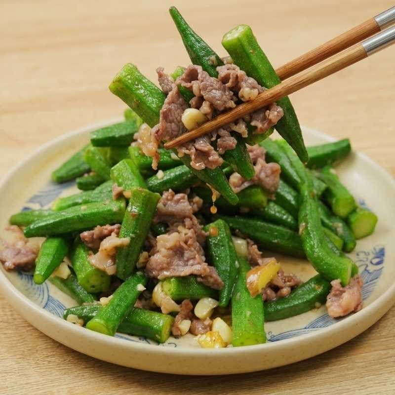 Bước 5 Thành phẩm Đậu bắp xào thịt bò
