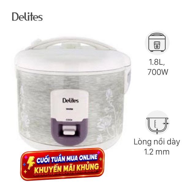 Nồi cơm nắp gài Delites 1.8 lít NCG1805