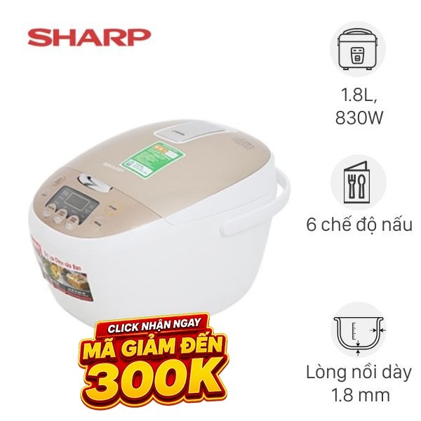 Nồi cơm điện tử Sharp 1.8 lít KS-COM181CV-GL