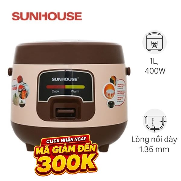 Nồi cơm nắp gài Sunhouse 1 lít SHD8208C