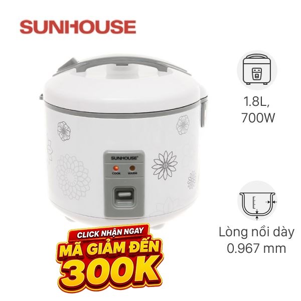 Nồi cơm nắp gài Sunhouse 1.8 lít SHD8603
