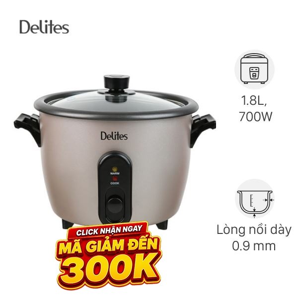 Nồi cơm nắp rời Delites 1.8 lít RC-10W003