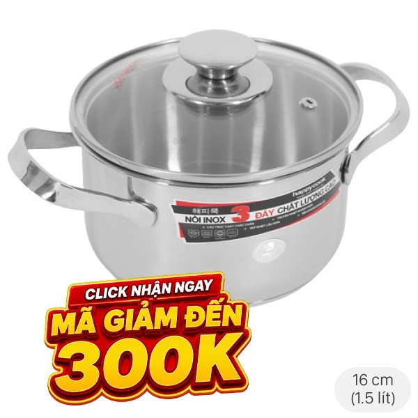 Nồi inox 3 đáy Happycook N16-NMG