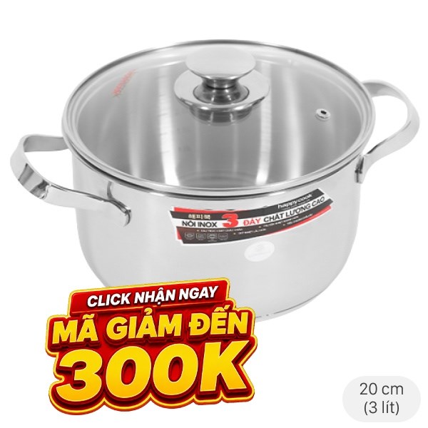 Nồi inox 3 đáy Happycook N20-NMG