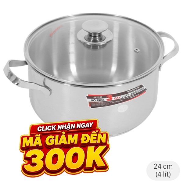 Nồi inox 3 đáy Happycook N24-NMG