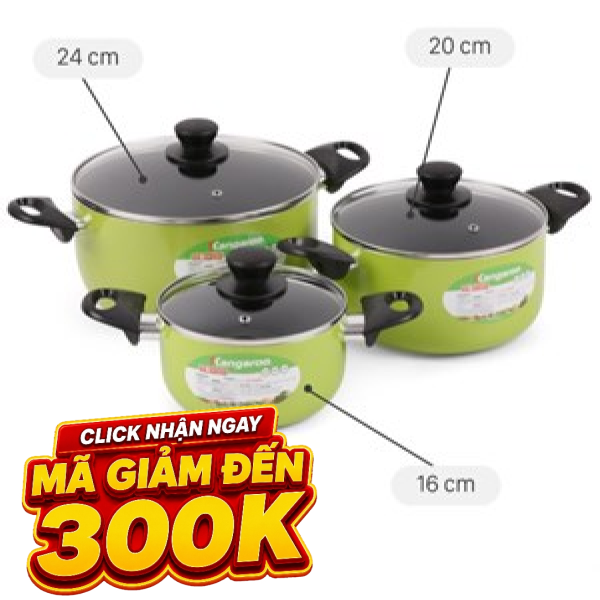Bộ 3 nồi nhôm chống dính Kangaroo KG993MX