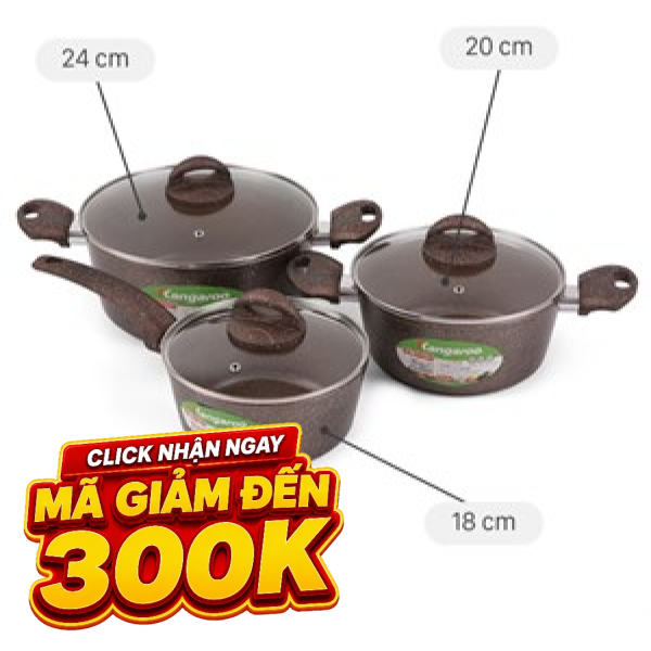 Bộ nồi quánh nhôm chống dính Kangaroo KG992MX