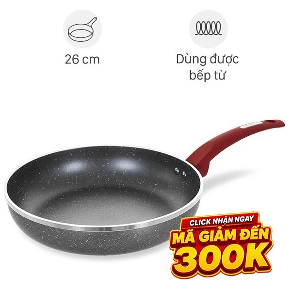 Chảo nhôm chống dính vân đá đáy từ Kangaroo KG654M