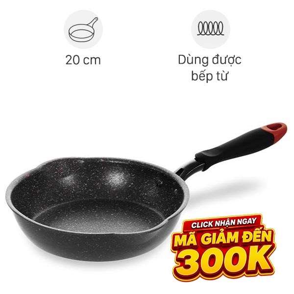Chảo nhôm chống dính vân đá đáy từ 20 cm Kangaroo KG661XS