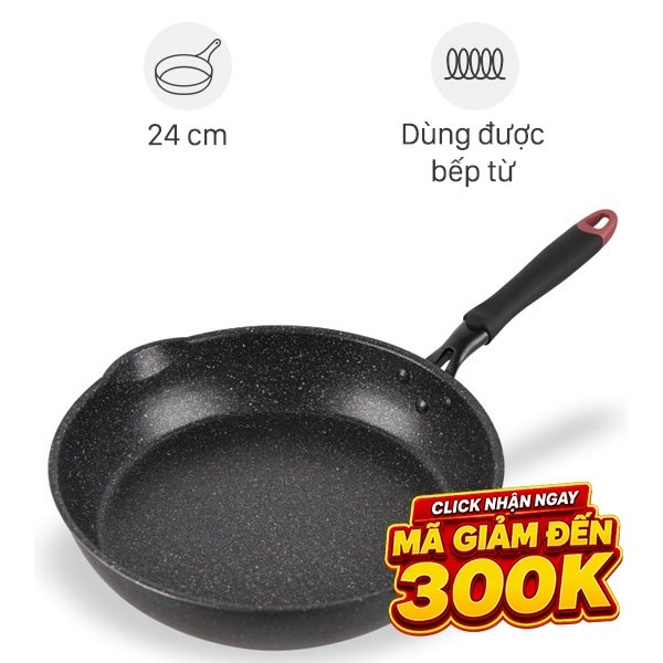Chảo nhôm chống dính vân đá đáy từ 24 cm Kangaroo KG661S