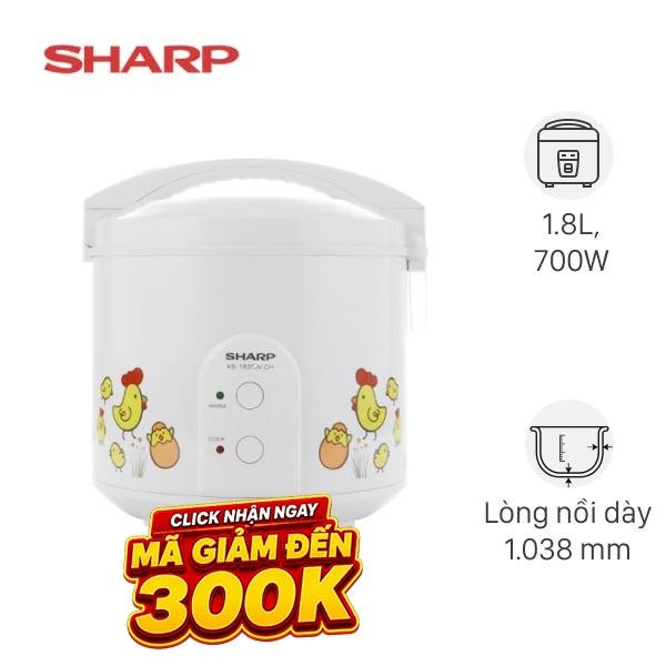 Nồi cơm nắp gài Sharp 1.8 lít KS-183TJV-CH