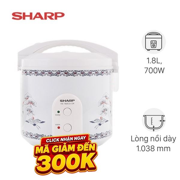 Nồi cơm nắp gài Sharp 1.8 lít KS-183TJV-CR