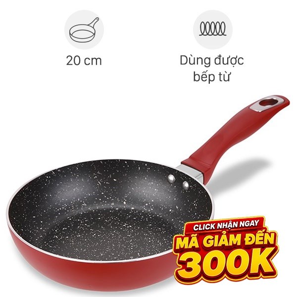 Chảo nhôm chống dính vân đá đáy từ 20 cm Delites CE001-20