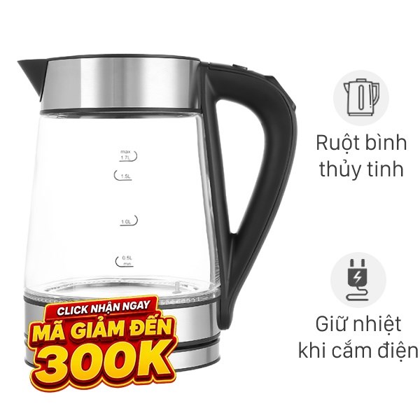 Bình đun siêu tốc Hafele 1.7 lít T-602C (535.43.732)