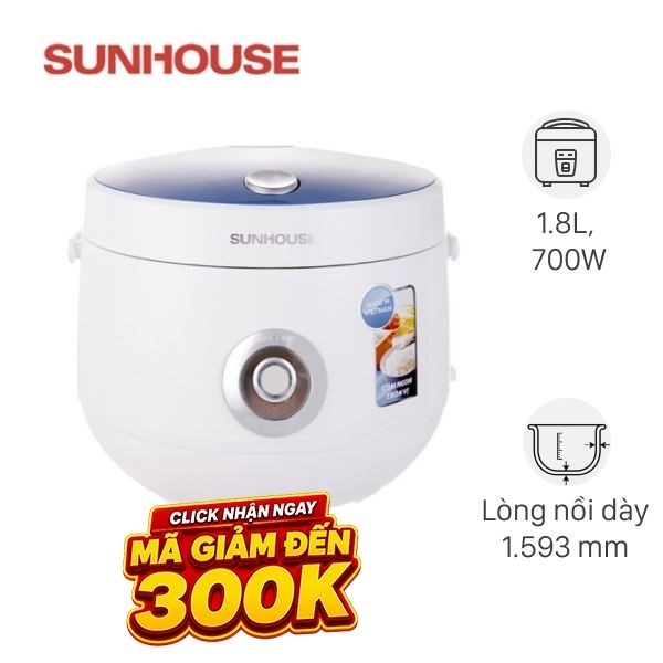 Nồi cơm nắp gài Sunhouse 1.8 lít SHD8606