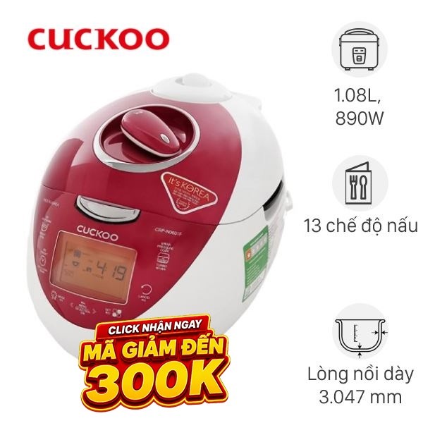 Nồi cơm điện tử áp suất Cuckoo 1.08 lít CRP-N0601F