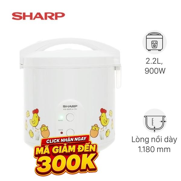 Nồi cơm nắp gài Sharp 2.2 lít KS-223TJV-CH