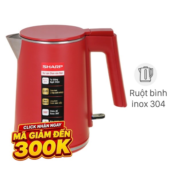 Bình đun siêu tốc Sharp 1 lít EKJ-10DVPS-RD
