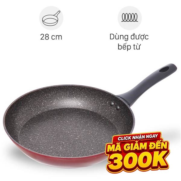 Chảo nhôm chống dính vân đá đáy từ Sunhouse SFP28B