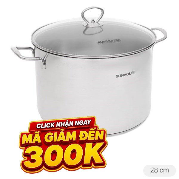 Nồi luộc gà inox 3 đáy Sunhouse SH28LG