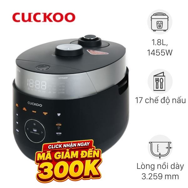 Nồi cơm áp suất cao tần Cuckoo 1.8 lít CRP-LHTR1009F/BKSIVNCV