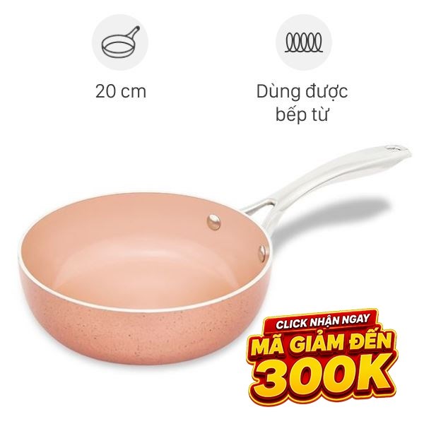 Chảo nhôm sâu chống dính vân đá đáy từ Elmich EL-5740MN
