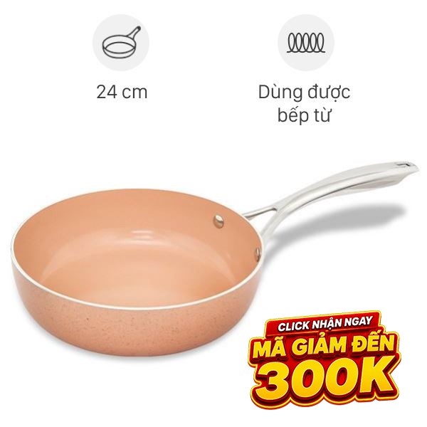 Chảo nhôm sâu chống dính vân đá đáy từ Elmich EL-5741MN