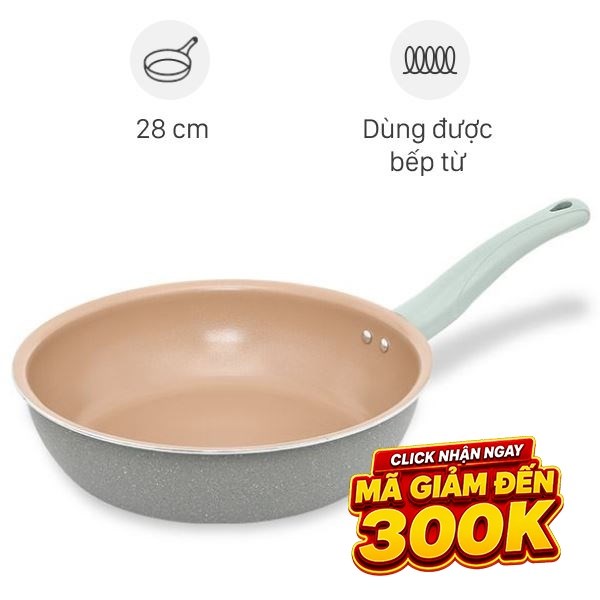 Chảo nhôm sâu chống dính vân đá đáy từ Elmich EL-5753MN
