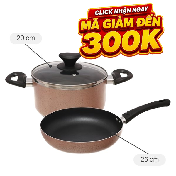 Bộ nồi chảo nhôm chống dính Delites BE010-20-26