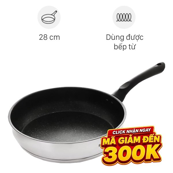 Chảo inox chống dính vân đá đáy từ Sunhouse IN28M4