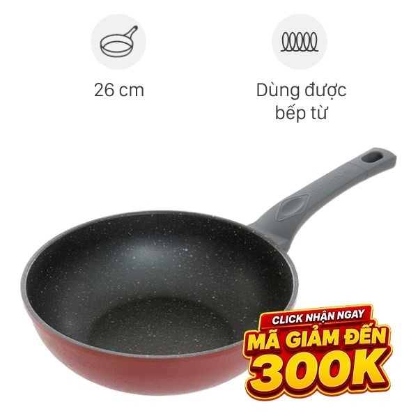 Chảo nhôm sâu chống dính vân đá đáy từ 26 cm Sunhouse SBDS26MP