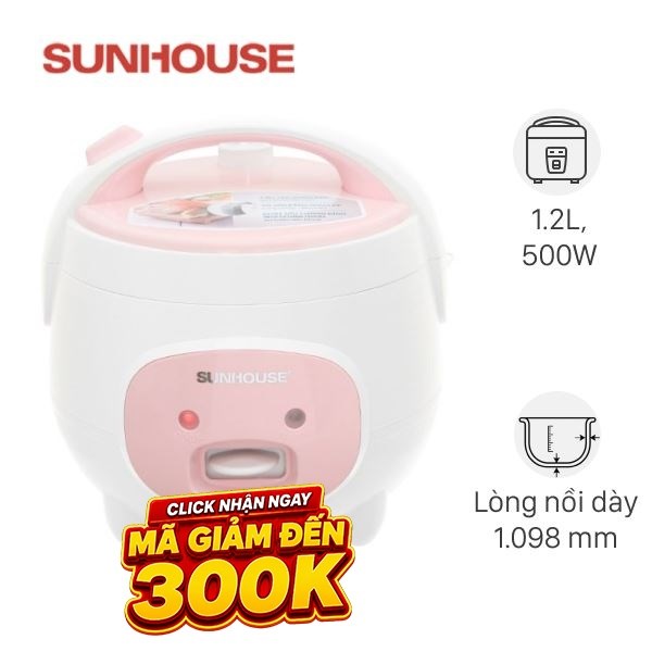 Nồi cơm nắp gài Sunhouse 1.2 lít SHD8217W