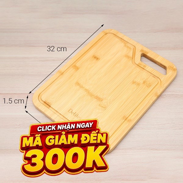 Thớt thái tre chữ nhật 32 x 25 cm Delites 19102501-2