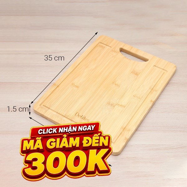 Thớt thái tre chữ nhật 35 x 25 cm Delites 19102502-2