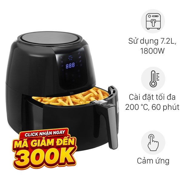 Nồi chiên không dầu Lock&Lock 7.2 lít EJF296BLK
