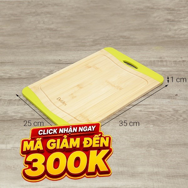 Thớt thái tre chữ nhật 35 x 25 cm Delites BST20008-1
