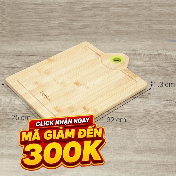 Thớt thái tre chữ nhật 32 x 25 cm Delites BS20022-1
