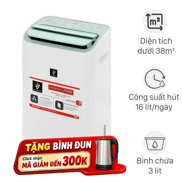 Máy hút ẩm kết hợp lọc không khí Sharp DW-E16FA-W 260W
