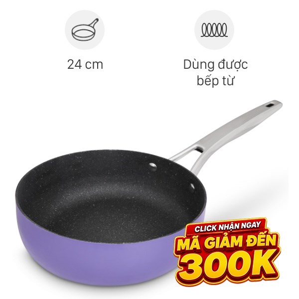 Chảo nhôm sâu chống dính vân đá đáy từ 24 cm Elmich Hera EL-8246