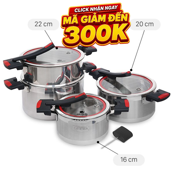 Bộ nồi inox 3 đáy Elmich Milano EL-8091