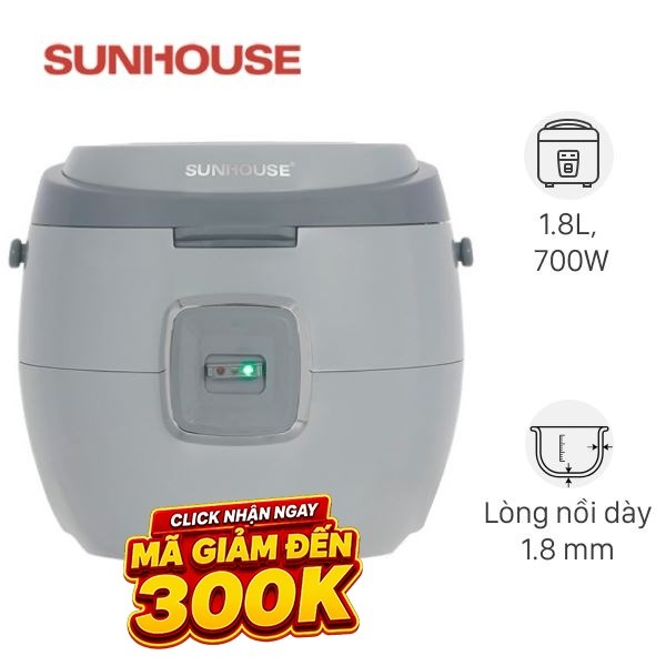 Nồi cơm nắp gài Sunhouse 1.8 lít SHD8663G