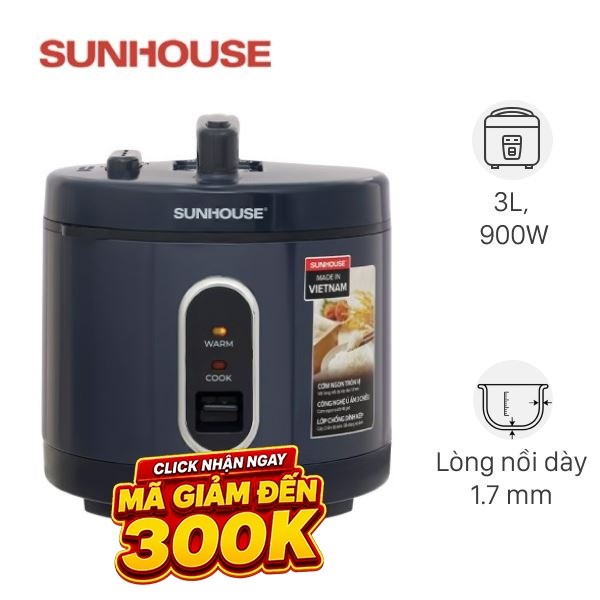 Nồi cơm nắp gài Sunhouse 3 lít SHD8309